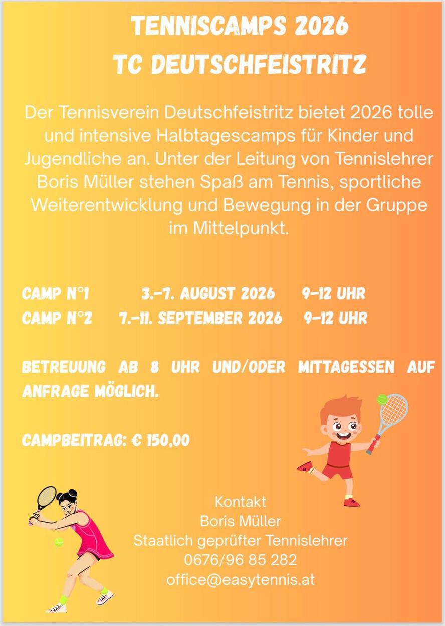 Tenniscamps 2026 beim TC Deutschfeistritz