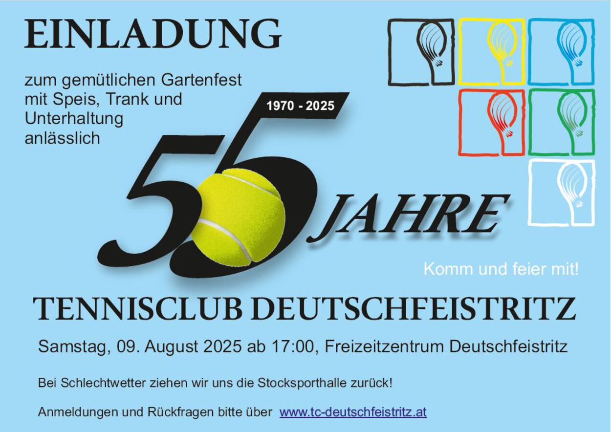 55 Jahre Tennisclub Deutschfeistritz – Wir feiern Jubiläum! 
